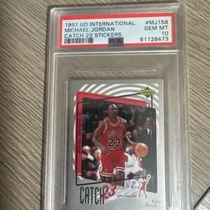psa 10 1997 Upper Deck Michael Jordan Catch 23 Sticker pop 3